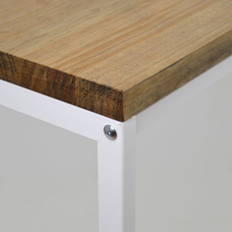 Recibidor iCub Big Wood 70x35x80cm Blanco en madera maciza de pino acabado vintage estilo industrial Box Furniture (1/3)
