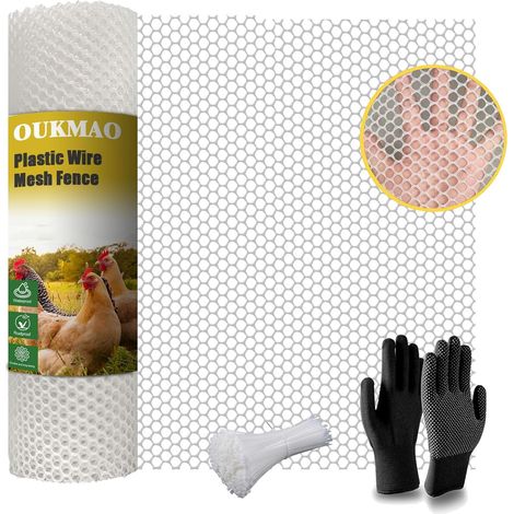 Plastic Poultry Wire Mesh Roll Fence Garden Balcony Poultry Fence Dog Rabbits Pet Barrier Flowers Snakes Gardening (White, 40cm x 6m) (1/5)