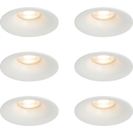 QAZQA Moderno Juego de 6 focos empotrables blancos GU10 50 mm - Gijs Aluminio Redonda Adecuado para LED Max. 6 x 50 Watt
