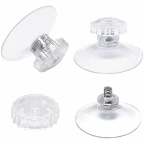 Packung mit 30 transparenten Saugnäpfen, Ø 45 mm, maximale Traglast 2 kg, mit Gewinde und Rändelmuttern, für glatte und nicht poröse Oberflächen