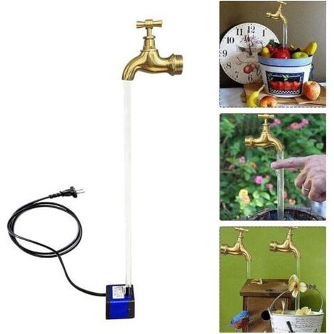 Fontaine d'arrosage à bec invisible – Robinet flottant pour décoration jardin – Kit DIY avec pompe et tube 12' – Matériaux solides et imperméables (1/5)