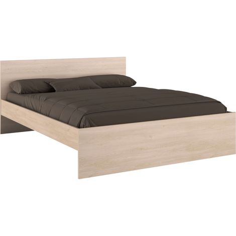 Cama Dormitorio Principal John Estilo Natural en Color Roble Brooklyn 160x200 cm (1/5)