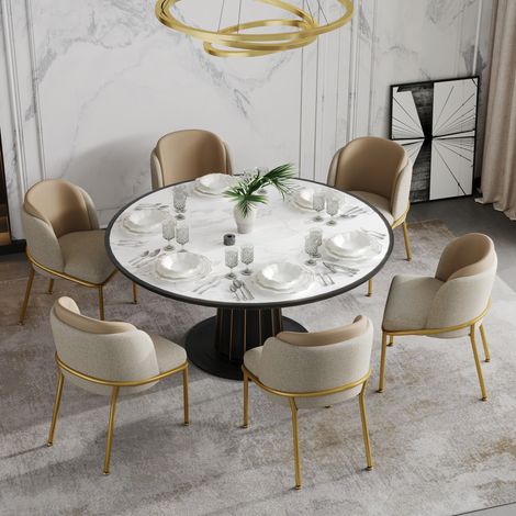 Lot de 6 chaises de salle à manger avec pieds inclinés et patins réglables, beige et kaki, pour hôtel et restaurant (1/5)