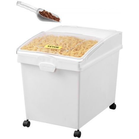 Mehl und Reis Behälter Kapazität 25 kg, 3 Stück Aufbewahrungsbox Küche 35,5 x 50 x 45 cm, dreifach Vorratsdosen weiß Speicherung für Getreide und anderen Trockenwaren (1/5)