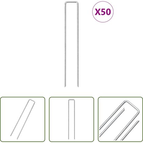Erdhaken -  Bodenanker 50 Stk. U-Form 20x3,5 cm Verzinkter Stahl