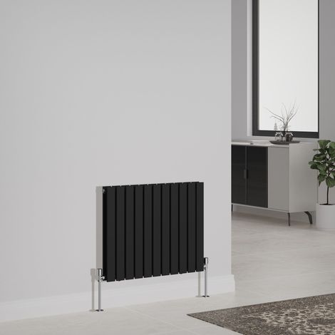 Designer Radiator Flat Panel Central Heating Rads Horizontal Double 600x748mm Black