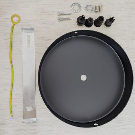 Black Metal Ceiling Rose with Bar and Cable Attachment (1/5)