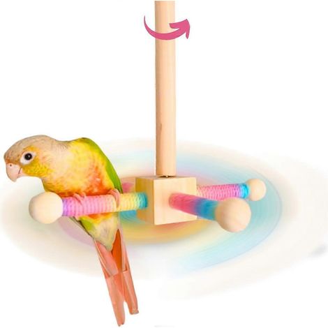 Perchoir tournant pour perruches et calopsittes, support interactif en bois pour perruches ondulées et conures, accessoires et jouets d'enrichissement pour cage (1/5)