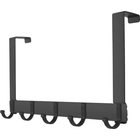 Türhaken mit 5 Haken, Hängeleiste aus Aluminiumlegierung, Handtuchhalter, Badezimmerhaken, kein Bohren erforderlich, passend für Türen bis 45 mm Breite (1/5)