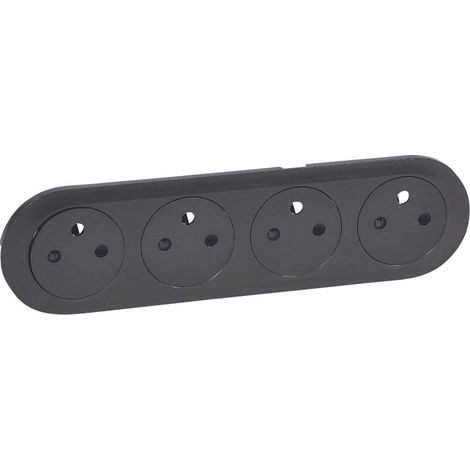 Legrand 0067914 Embellecedor Céliane de cuatro tomas 2P+T, superficie precableada compacta - grafito