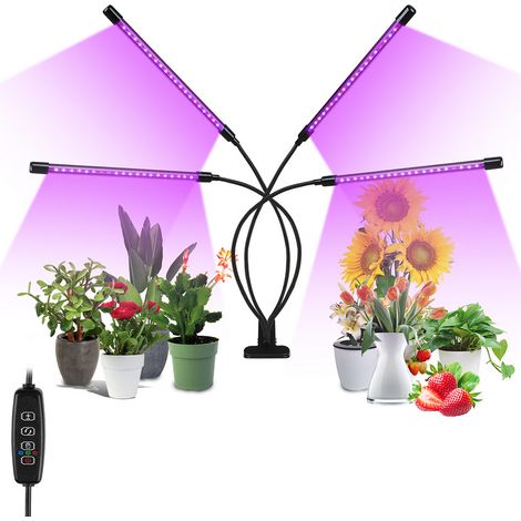 Randaco – Lampe de croissance pour plantes 40W – 80 LED avec minuterie auto – 3 modes de couleur – 10 niveaux de luminosité – Col de cygne réglable 360° - OFF 3 H (1/8)
