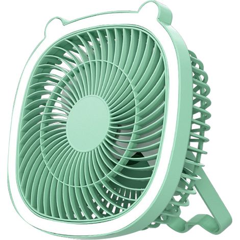 1 Ventilateur portable, Vitesse réglable, Fonction lanterne LED, Autonomie 3-14h, Pour camping et voyage (1/5)