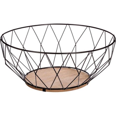 Corbeille en métal losange 28 cm – Finition noire élégante – Pour fruits et ustensiles – Design moderne et décoratif – - 5five (1/3)