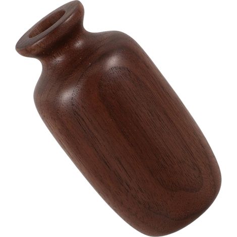 Vase à Fleurs en Bois de Noyer Foncé Vase Décoratif Rustique pour Bureau et Étagère de Fleur Séchée Décoration Intérieure Style Chinois Modèle E (1/5)