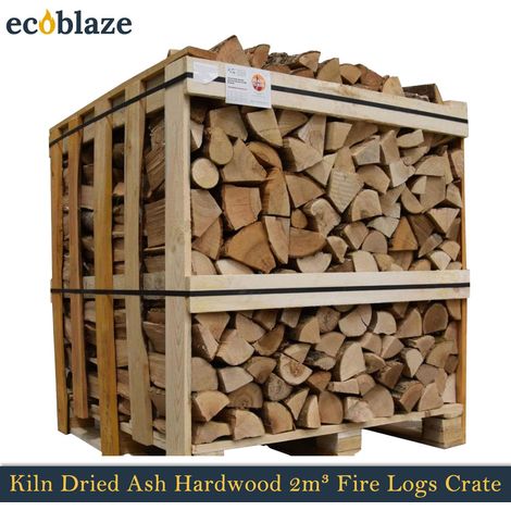 Ecoblaze Ash Kiln Dried 2m³ Crate Firewood Logs for Wood Burner & Pizza Oven (1/5)