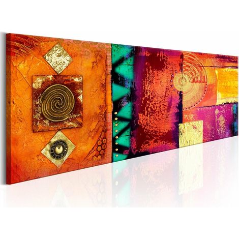 Tableau abstraction orange - 135 x 45 cm (1/4)