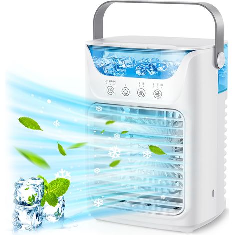 Ventilateur climatiseur portable 700 ml, 3 vitesses, 2 brumisateurs froids, 3 minuteries automatiques, rafraîchisseur d'air et humidificateur. (1/5)