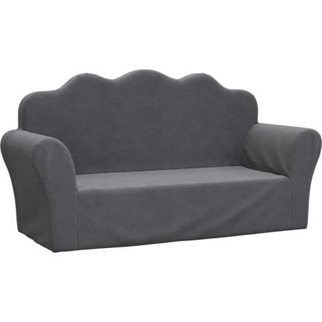 Kindersofa 2-Sitzer Anthrazit Weich Plüsch vidaXL