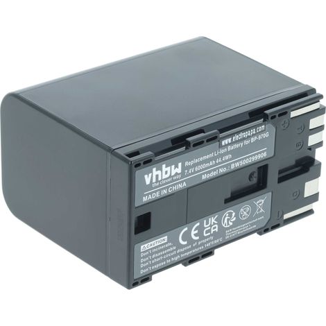 vhbw Akku Ersatz für Canon BP-975, BP-955, BP-970G, BP-925 für Videokamera Camcorder (6000 mAh, 7,4 V, Li-Ion) (1/5)