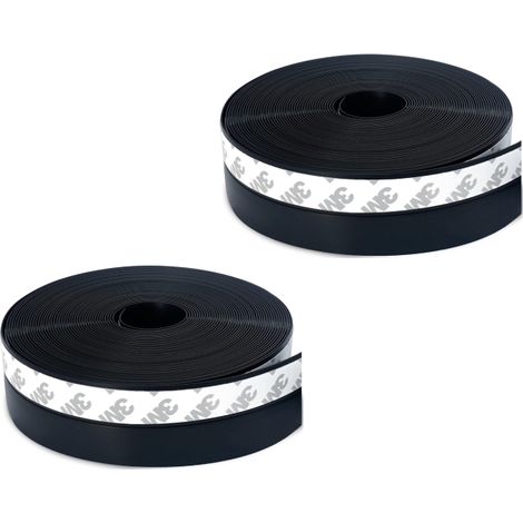 Juntas de silicona, paquete de 2, autoadhesivas para la parte inferior de puertas y ventanas, negras, a prueba de polvo, resistentes a la intemperie e insonorizadas - (10 m × 25 mm x 10 m) (1/4)