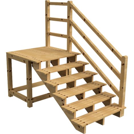 MILANO Außentreppe 6 Stufen H105 cm - Podest L116 x B120 cm - Treppengeländer rechts - Podestgeländer rechts