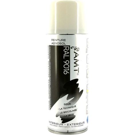 Bombe de peinture - Blanc - RAL9016 - Brillant - AMT - 330ml - Peinture acrylique