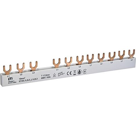ETI Kupferschiene, Phasenschiene, 3-polig, IZ10/L1L2L3L1L2L3