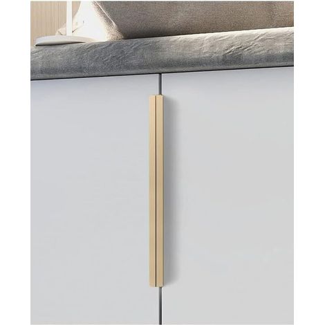 Poignée de meuble de cuisine, poignée dorée encastrée, poignée de porte cachée en alliage d'aluminium, 2 pièces, distance du trou 224 mm