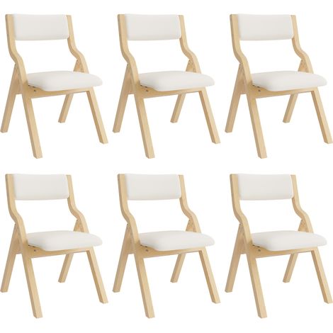 6 sedie da pranzo pieghevoli in legno e lino beige, stile moderno (1/5)