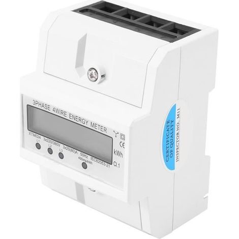 Qiilu Compteur électrique triphasé à quatre fils LCD numérique 3 x 20(80A) Compteur d'énergie électronique triphasé à quatre (1/4)