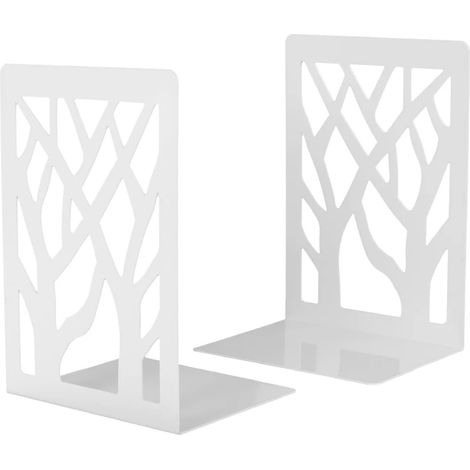 2 Serre-livres, Métal, Design arbre, Antidérapant, Pour étagères bureau maison (1/5)