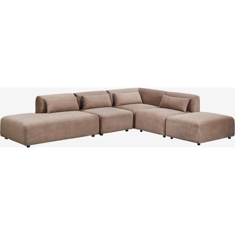 SKLUM 4-teiliges modulares Ecksofa mit Chaiselongue links und Fogler-Hocker                                   