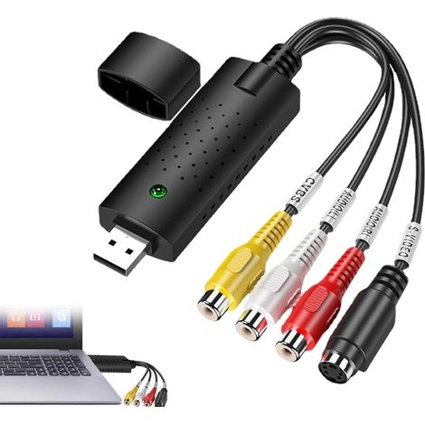 1PCS VHS to Digital Converter, Video Capture Card, USB Video and Audio Converter, Audio-Video Digitization, VHS to USB Converter for PC, Video, DVD, Windows XP 10/8/7 Converter