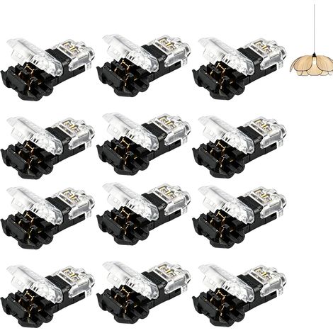 12 Pièces Connecteur en T, Connecteur Électrique sans Soudure, 2 Broches pour Fil Électrique 18-22 AWG, Connecteurs Étanches sans Soudure Voiture Câble LED Éclairage Audio Câblage Auto Résistant DIY (1/5)