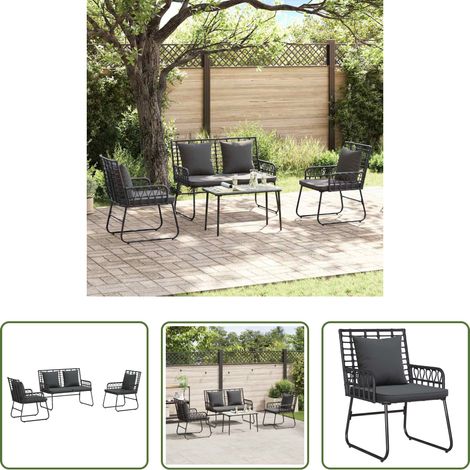 Gartenstuhl - Garten Essgruppe 3 pcs Schwarz und Anthrazit Poly-Rattan (1/5)