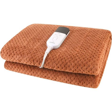 Couverture chauffante 2 couches en flanelle Couverture électrique avec minuterie Coussin chauffant 220 V 150 x 80 cm Matelas thermique Chauffe-lit (1/5)
