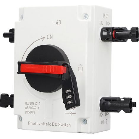 Interrupteur sectionneur solaire DC 1200V 32A 4 pôles, 2 entrées 2 sorties, IP66 étanche, pour installation photovoltaïque, commutation de charge et transfert (1/5)