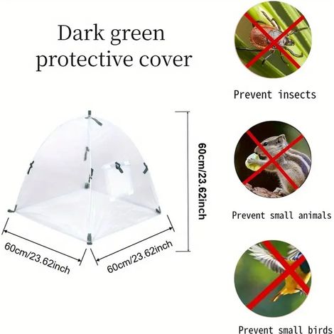 Housse de protection des plantes contre oiseaux et insectes, cloche anti-nuisibles pour fleurs et légumes, Composition : 1 pièce, matériau PE blanc, avec 4 piquets, Couleur : blanc (1/5)