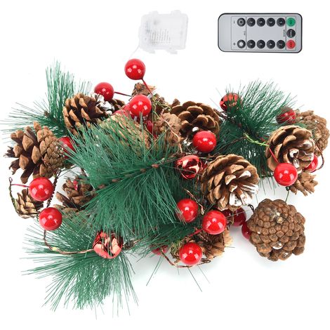 Guirlande lumineuse 2m 20 LED, 8 modes d'éclairage, lumière chaude, fonction minuterie, piles incluses, décorations sapin clochettes pour intérieur et extérieur (1/5)