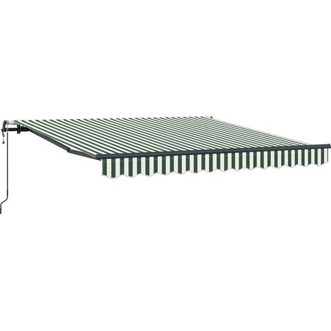 Retractable Awning Green and White 300 x 250 cm vidaXL