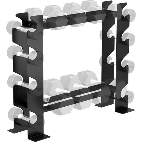 SPORTNOW soporte mancuernas de 4 niveles, de acero resistente, para entrenamiento en gimnasio casa, carga 200 kg, 70x21x55 cm, negro (1/5)