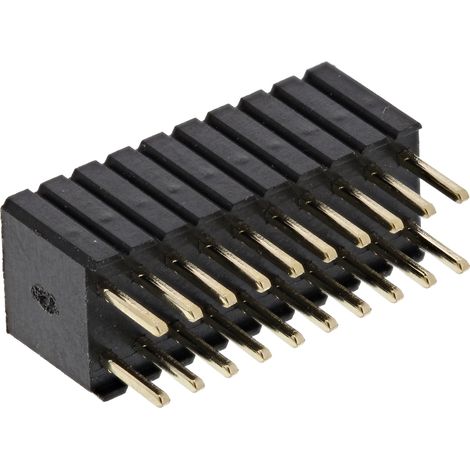 Connecteur femelle pour CI, 20 contacts, 2 rangées, 1.27mm, Traversant, Droit (1/2)