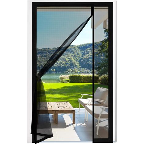 Moustiquaire magnétique, 100x210cm Moustiquaire de balcon en fibre de verre Ouverture latérale Rideau anti-mouches Porte pour Salon Chambre Portes (1/5)