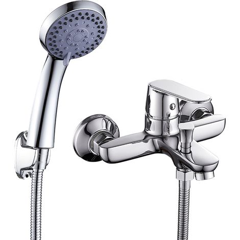 Miscelatore per Vasca completo di tubo metallico, soffione Cromato X002-3