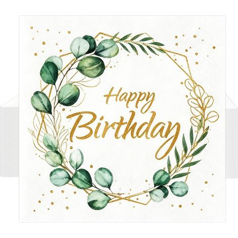 40 Pièces Serviettes Anniversaire, Serviette Papier Anniversaire, Serviette Papier Vert Sauge Eucalyptus, Deco Table Anniversaire, Serviettes Anniversaire 33x33 cm pour Fête Mariage Baptême (1/5)