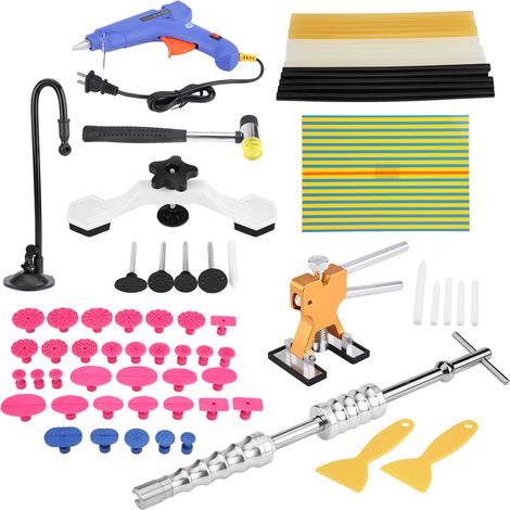 Barre en T pour réparation de carrosserie sans peinture, kit pistolet à colle avec marteau extracteur de bosses, outil de levage et retrait. (1/5)