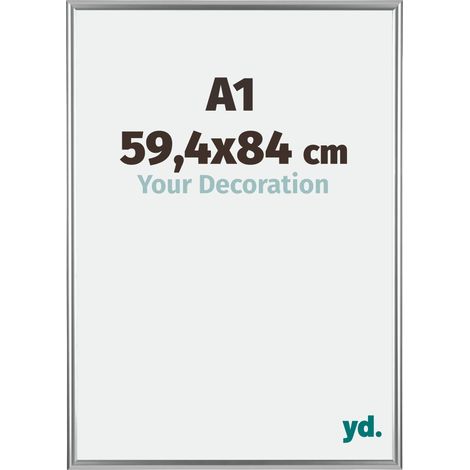 Your Decoration - A1 59.4x84 cm - Cadres Photos en Plastique Avec Verre acrylique - Anti-Reflet - Excellente Qualité - Argent - Cadre Decoration Murale - Bordeaux.