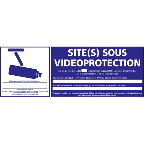 PANNEAU SITE(S) SOUS VIDEO PROTECTION (G1201) - Adhésif - 210 x 75 mm