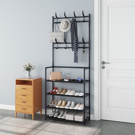 Porte-chaussures - Porte-manteaux - Structure Autoportante - 155 x 60 x 26 cm - Pour Entrée Maison Appartement Chambre Étudiante - 1 Pièce (1/5)