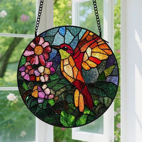 25cm Suspension en Vitrail Élégant, Attrape-Soleil Unique en Verre, Décoration Porte Fenêtre, Cadeau Anniversaire pour Couple, Amoureux (1/5)